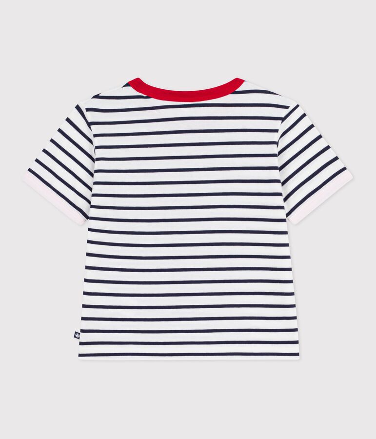 T-shirt a maniche corte in cotone a righe bambino bianco/blu