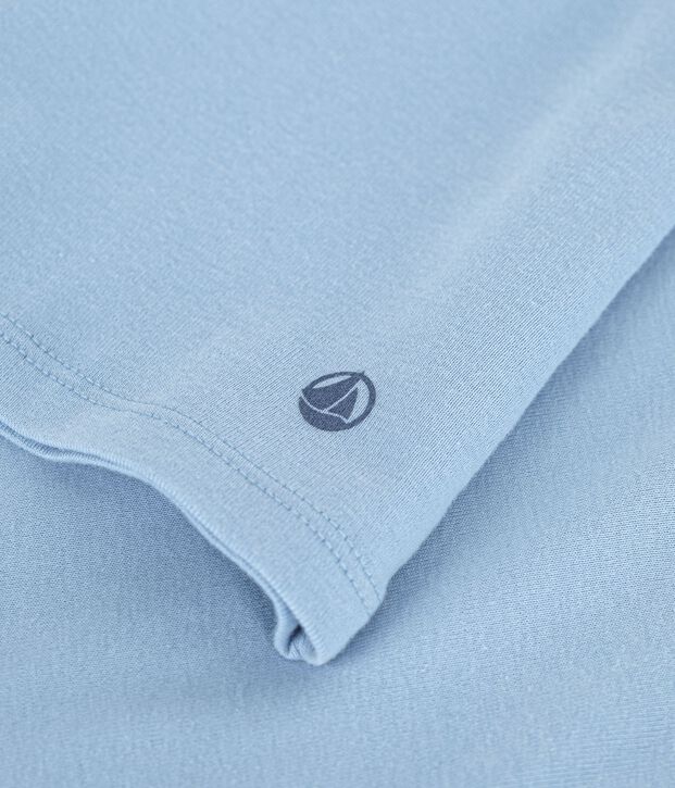 T-shirt a maniche corte in cotone tinta unita donna blu