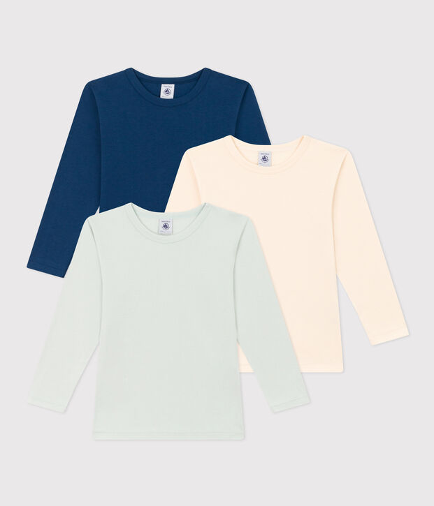 Confezione 3 t-shirt in cotone a maniche lunghe bambino multicolore