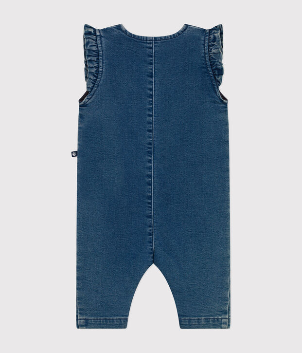 Tutina smanicata in denim beb&egrave; blu