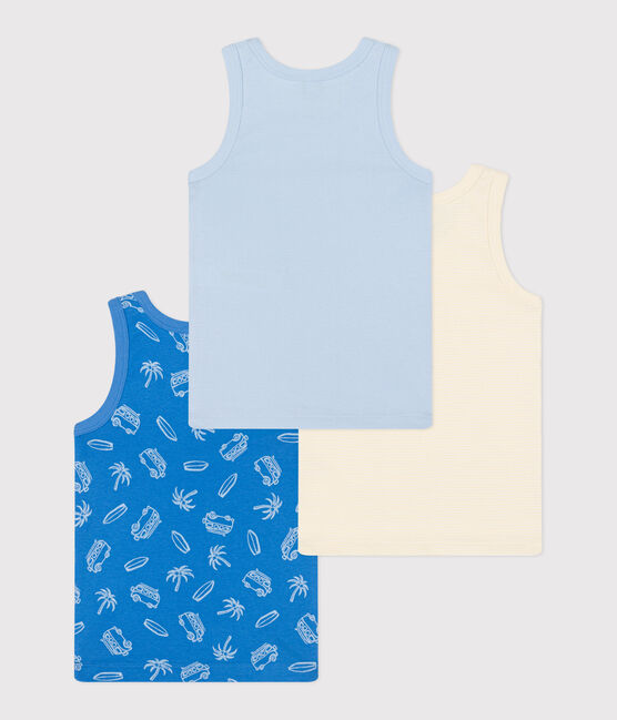 Set da 3 canotte in cotone con furgoni stampati bambino variante 1