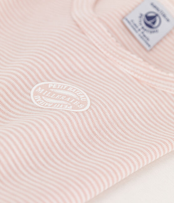 Confezione da 2 t-shirt a maniche corte di cotone per bimbe, con fantasia millerighe variante 1