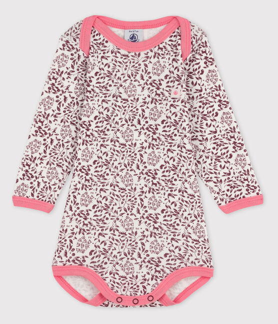 Body manica lunga bebè femmina rosso OGRE/bianco MARSHMALLOW