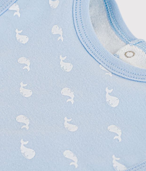 Bavaglino nascita in cotone con stampa blu/bianco