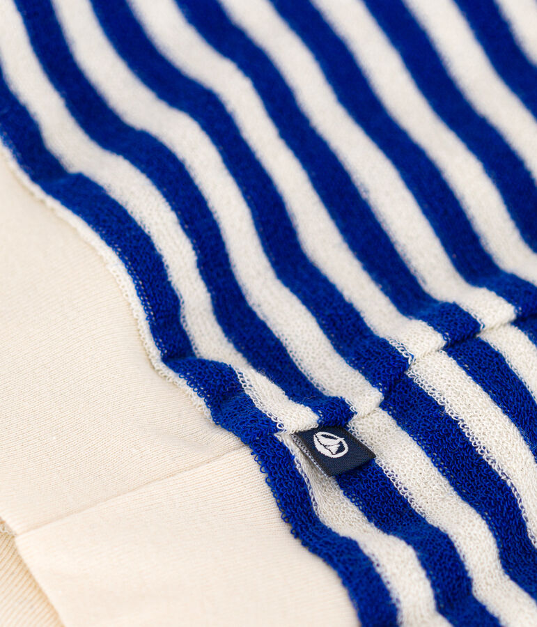 Felpa beb&egrave; in spugna bouclette blu/ecru