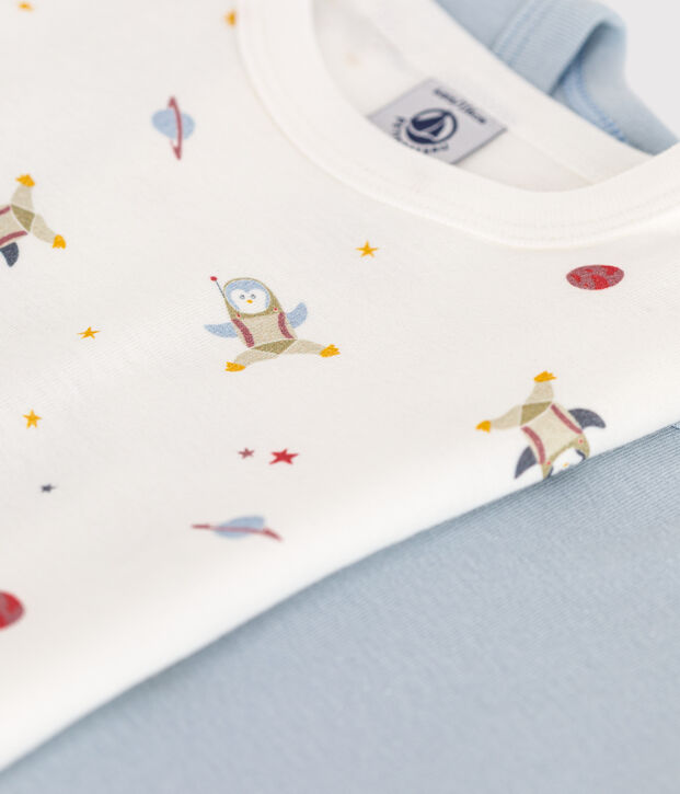 Set di 2 T-shirt a maniche corte in cotone con motivo spazio bambino multicolore