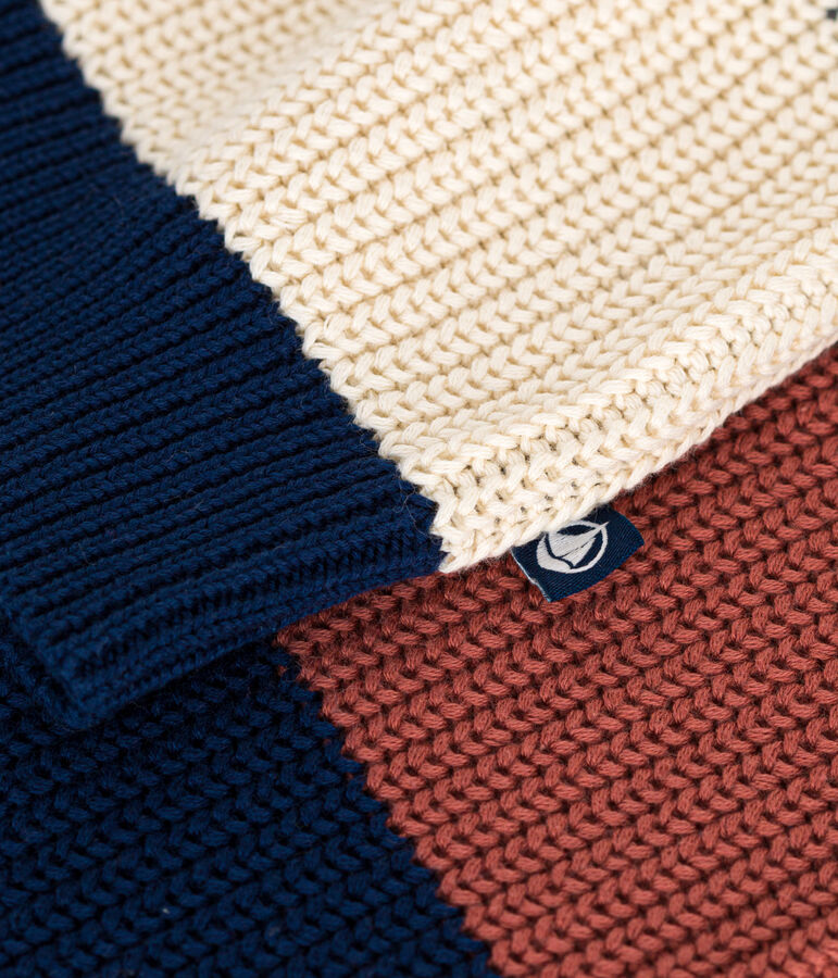 Maglione in cotone rigato da donna ecru/multicolore