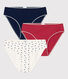 Confezione da 3 slip cuore ragazza in cotone ed elastan