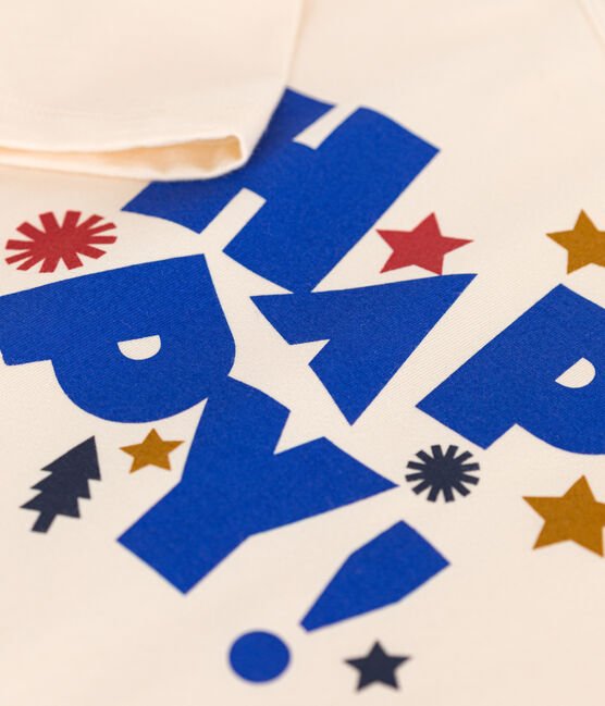 T-shirt a maniche lunghe in jersey sottile bambino ecru AVALANCHE