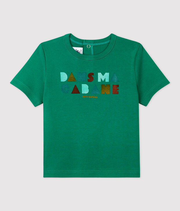T-shirt beb&egrave; a maniche corte in cotone biologico con motivo verde