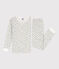 Pigiama bambina in cotone aderente bianco MARSHMALLOW/bianco MULTICO