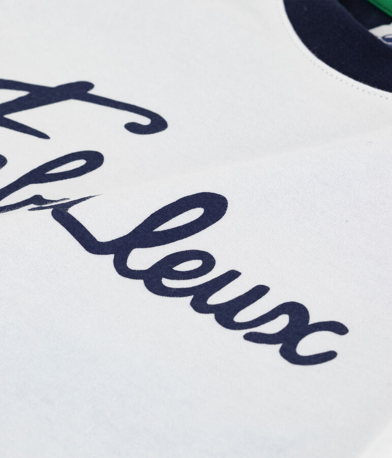 T-shirt bambino a maniche lunghe in cotone bianco/multicolore