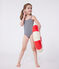 Costume da bagno intero a righe bambina blu MEDIEVAL/bianco MARSHMALLOW