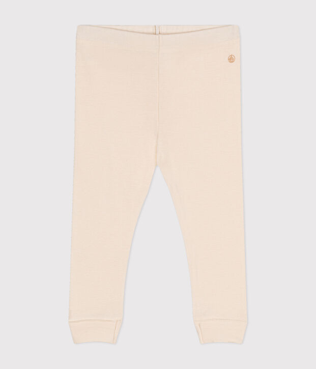 Leggings in cotone per beb&egrave; ecru