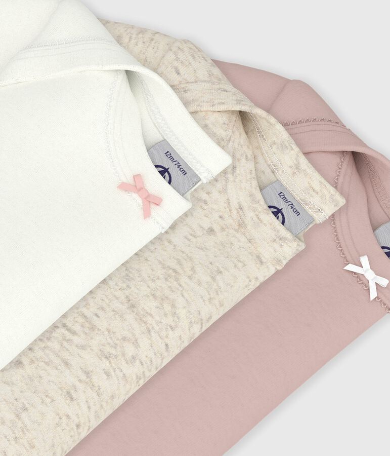 Set 3 body a maniche corte in cotone tinta unita neonato multicolore