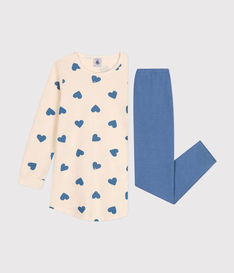 Camicia da notte in tessuto felpato spazzolato con cuoricini stampati bambino blu BEACH/ AVALANCHE