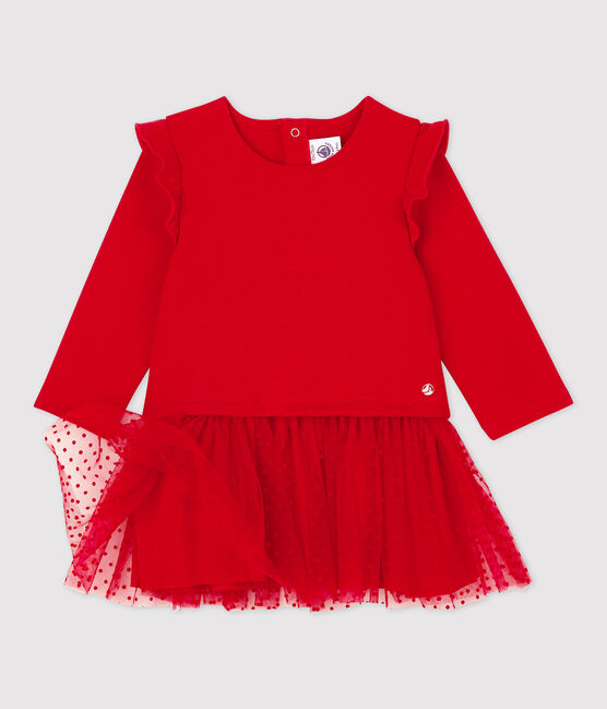 Abito in molleton e tulle bebè. rosso TERKUIT