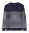 Pull marinaro uomo a riga piazzata blu SMOKING/bianco LAIT