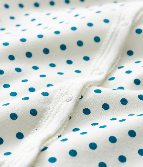 Tutina senza piedi a costine bebè femmina bianco MARSHMALLOW/blu CONTES
