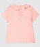 Blusa traforata manica corta in cotone bebè femmina rosa MINOIS/bianco ECUME