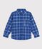Camicia in cotone a quadri bambino blu/ecru