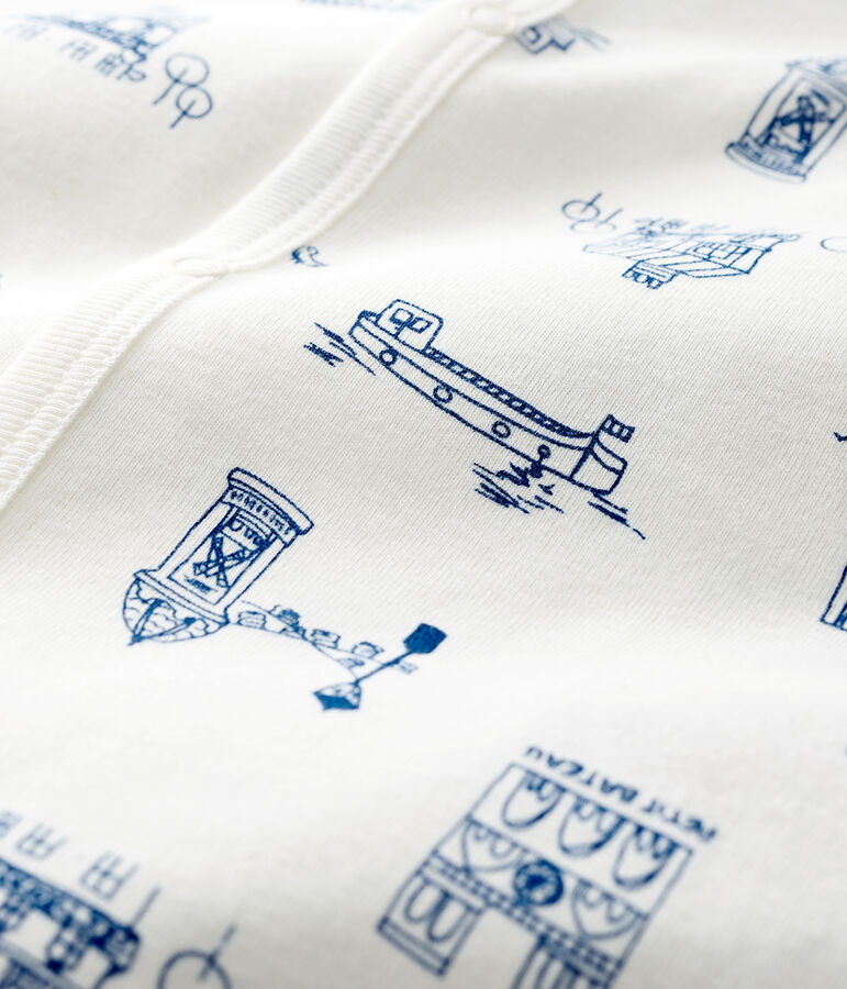 Tutina senza piedi Paris beb&egrave; a costine bianco MARSHMALLOW/blu MAJOR