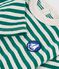 T-shirt a maniche lunghe in cotone a righe neonato. verde/beige