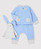 Completo 3 pezzi bebè maschio in cotone biologico blu EDNA/bianco MARSHMALLOW