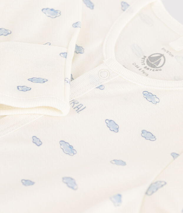 Tutina e sacco nanna con stampa in cotone bianco/blu