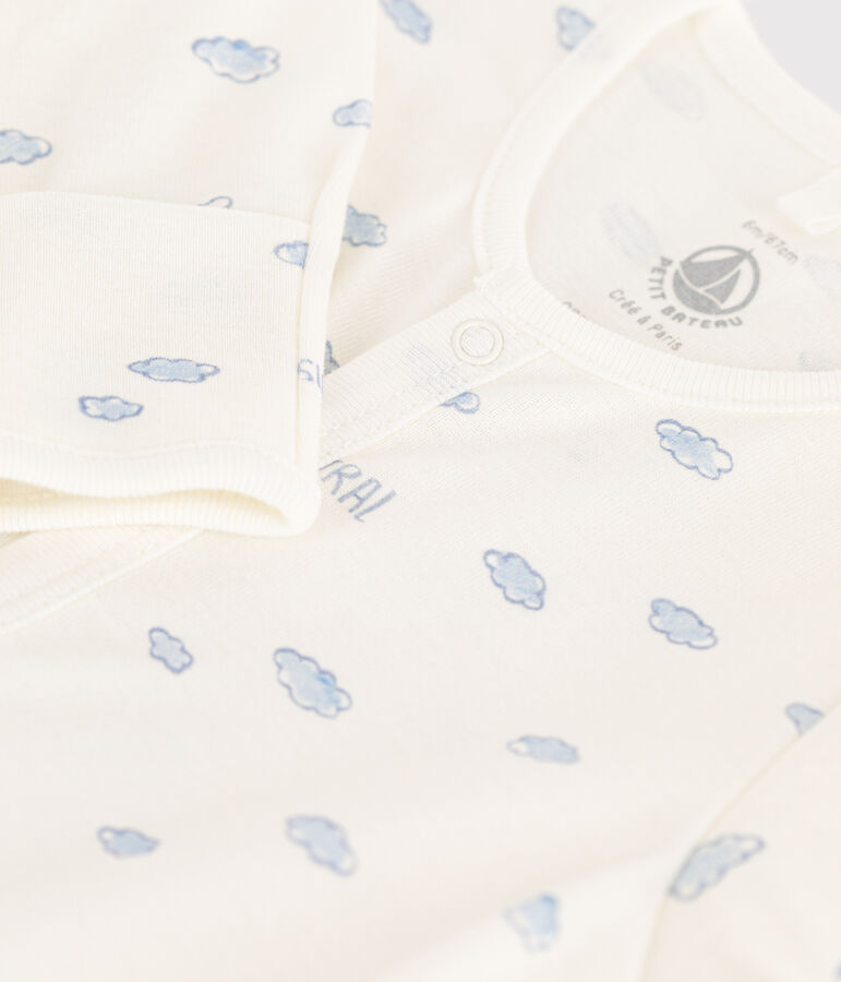 Tutina e sacco nanna con stampa in cotone bianco/blu