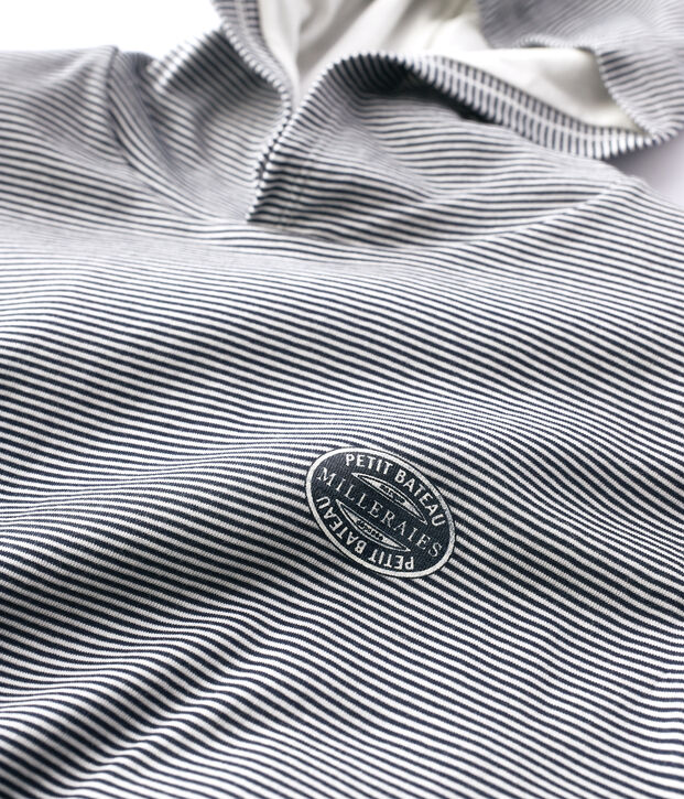 Felpa con cappuccio in cotone a righe Donna blu/bianco