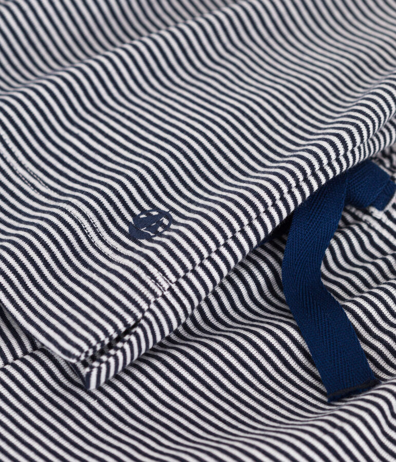 Pigiama a maniche corte e con gamba ampia in cotone a righe bambina blu/bianco