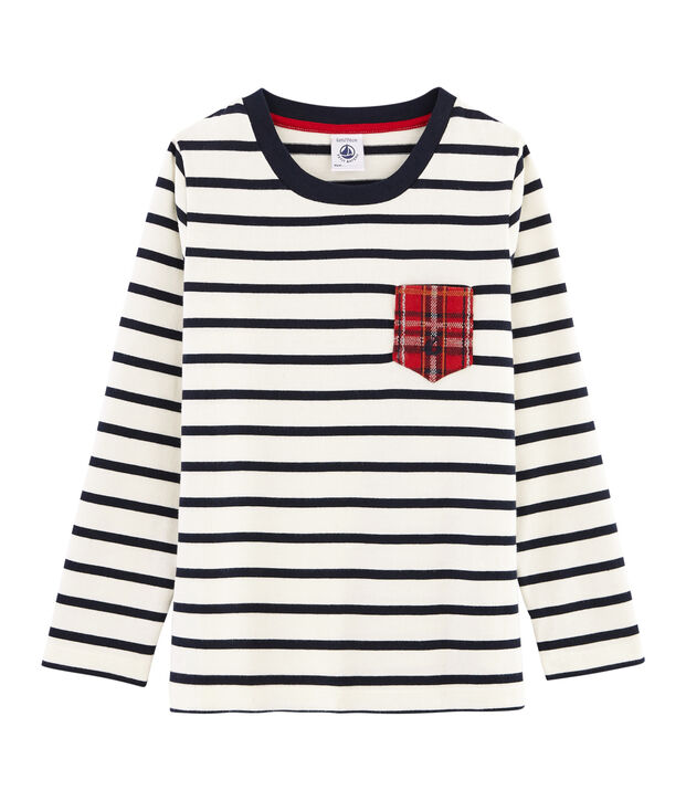 T-shirt maniche lunghe bambino bianco/blu