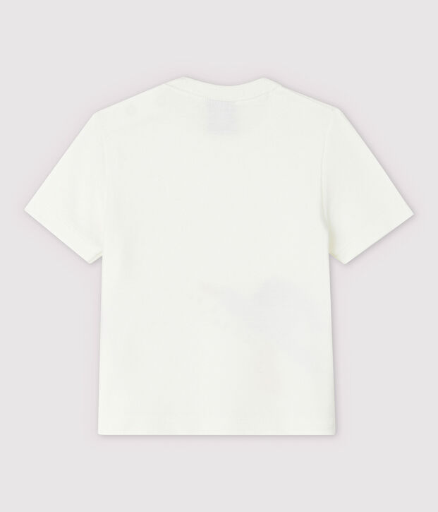 T-shirt maniche corte a costine beb&egrave; maschio bianco