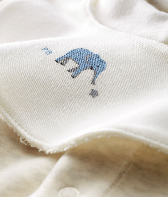Tutina pigiama e bavaglino bebè unisex in velluto di cotone beige MONTELIMAR CHINE