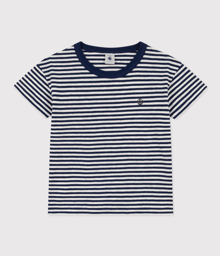 T-shirt a righe in cotone bambino blu/bianco