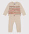 Completo in tricot jacquard per bebè beige MONTELIMAR/bianco MULTICO