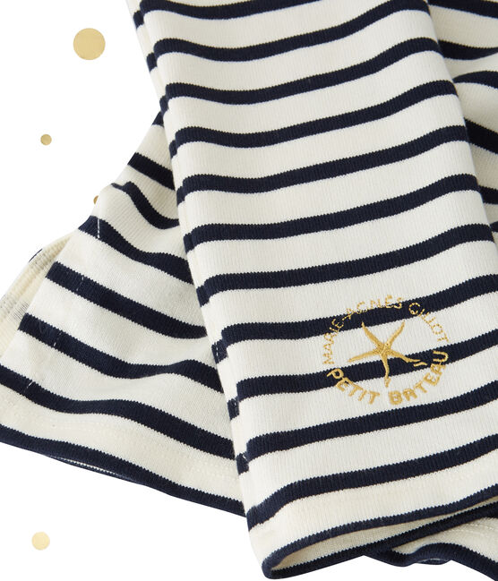 Marinière femme décolletée dans le dos. Petit bateau x Marie-Agnès Gillot beige COQUILLE/blu SMOKING