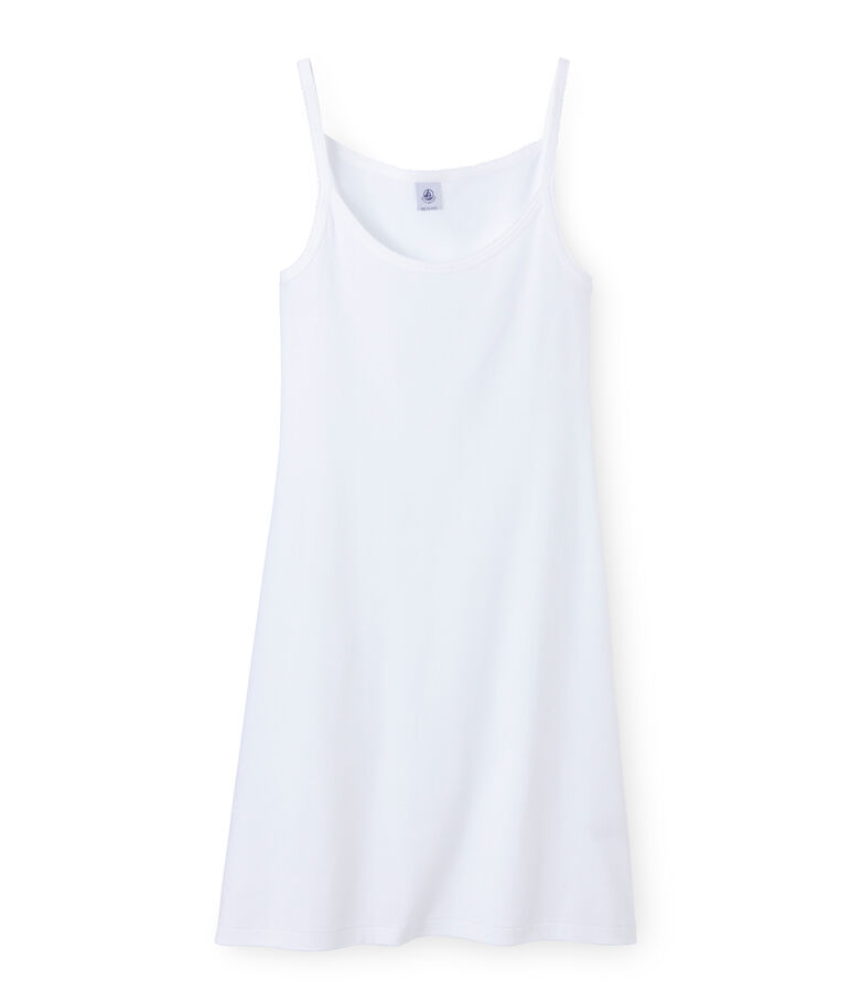Chemise &agrave; bretelles femme coton/laine/soie bianco Lait