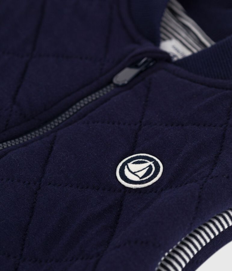 Gilet senza maniche in cotone tinta unita bambino blu