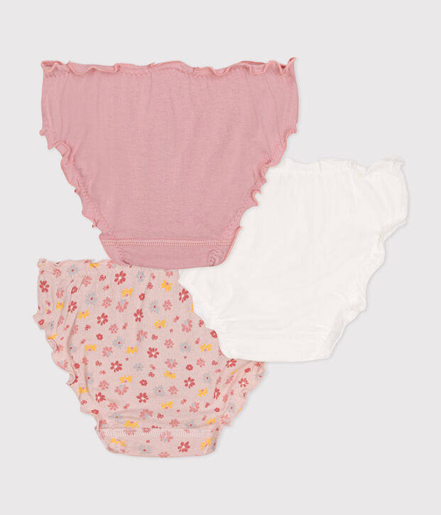 Confezione da 3 slip con arricciature in cotone bambino multicolore