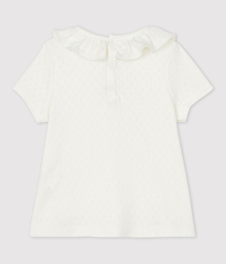 Blusa traforata manica corta in cotone beb&egrave; femmina bianco
