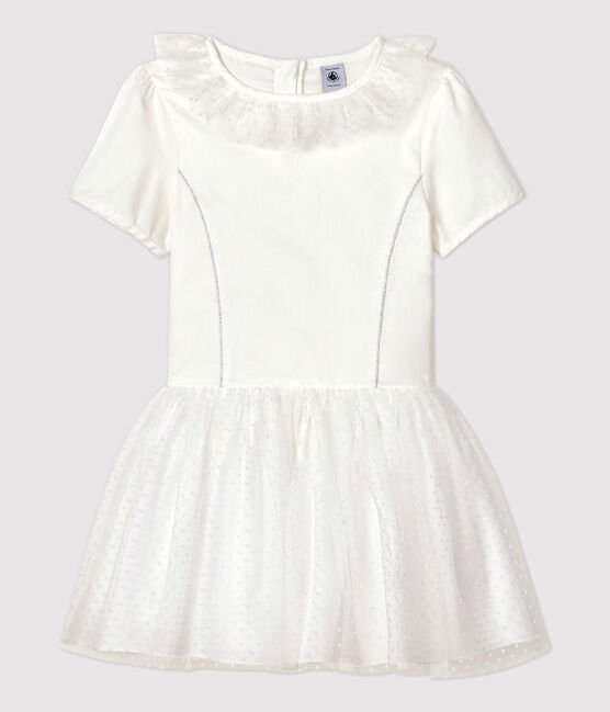 Abito da cerimonia in raso e tulle bambina bianco MARSHMALLOW