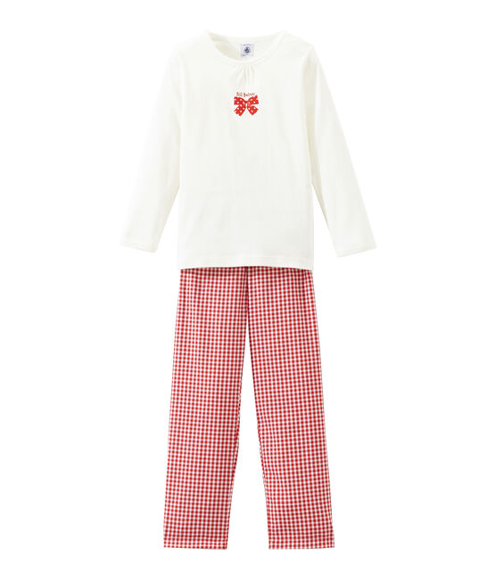 Pigiama per bambina rosso TERKUIT/bianco MARSHMALLOW