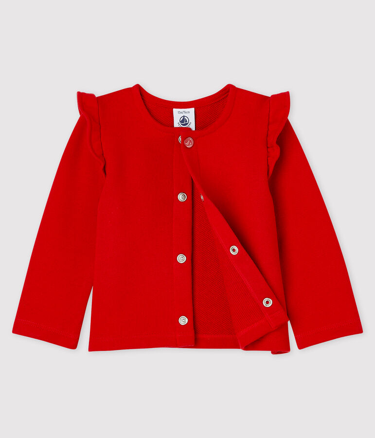Cardigan in molleton beb&egrave; femmina rosso