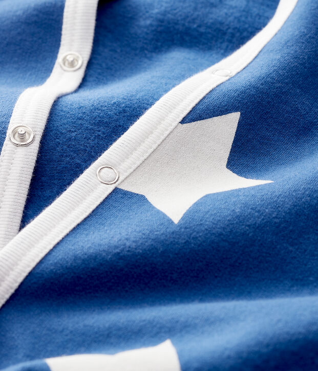 Tutina blu a stelle beb&eacute; in molleton blu/bianco