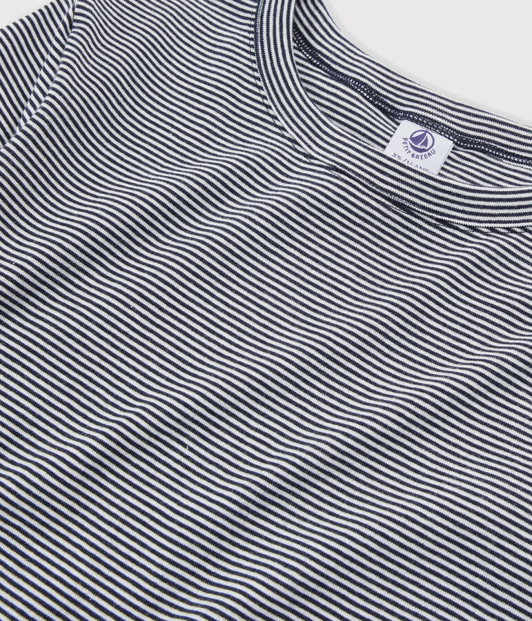 T-shirt girocollo iconica in cotone a righe Donna blu SMOKING/bianco MARSHMALLOW