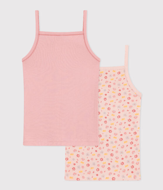 Confezione da 2 canottiere bambino con spalline in cotone a fiori variante 1