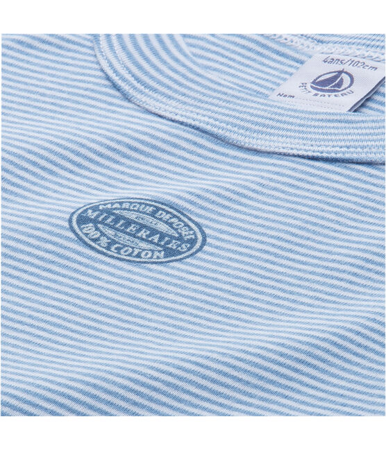 Pigiama corto bambino millerighe blu ALASKA/bianco ECUME