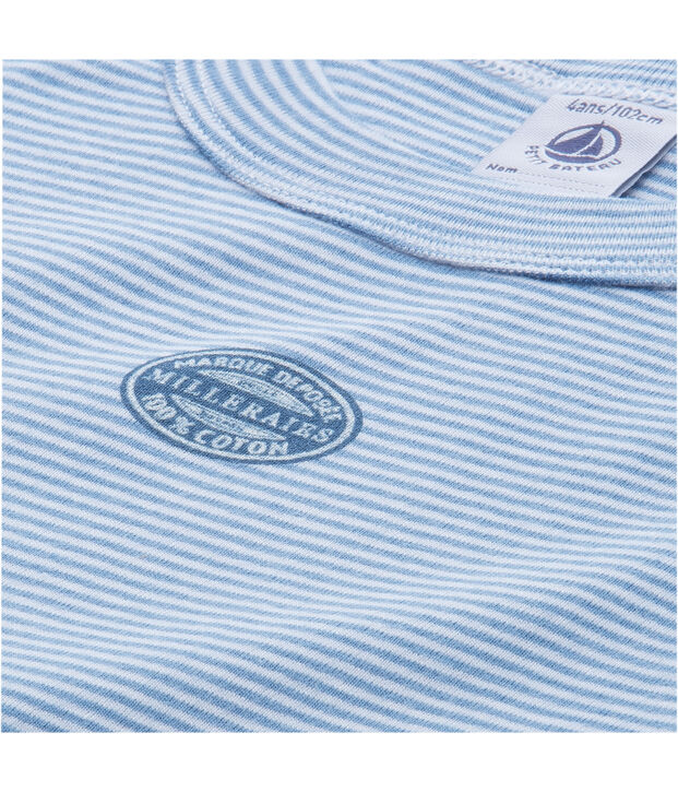 Pigiama corto bambino millerighe blu/bianco